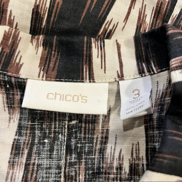 Chico's Button Down 3/4 Sleeve Linen Blouse Size XL - Picture 9 of 9